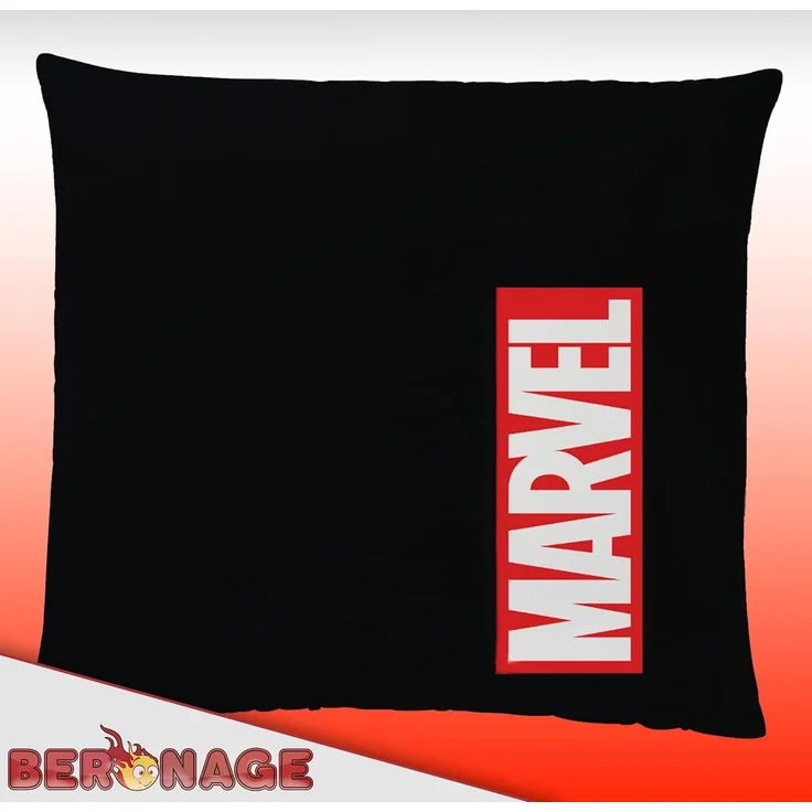 BERONAGE Jugendbettwäsche Marvel Logo Bettwäsche schwarz Linon / Renforcé, 2 teilig, 135x200 + 80x80 cm – Bild 5