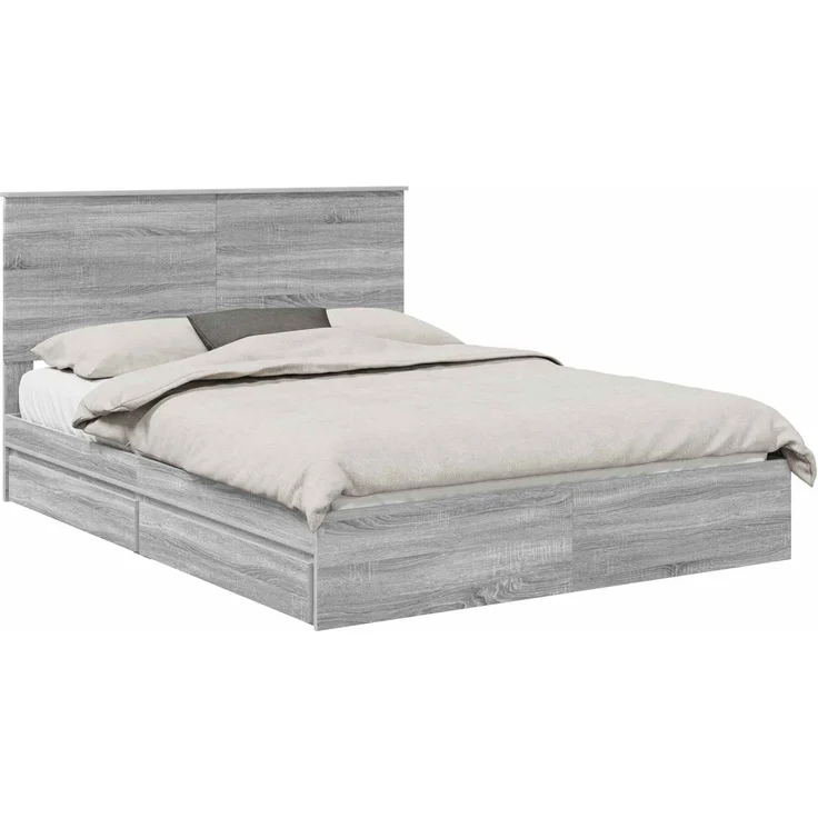 vidaXL Aufbewahrungsbett Graues Sonoma 150 x 200 cm Holzwerkstoff 3411199 – Bild 1