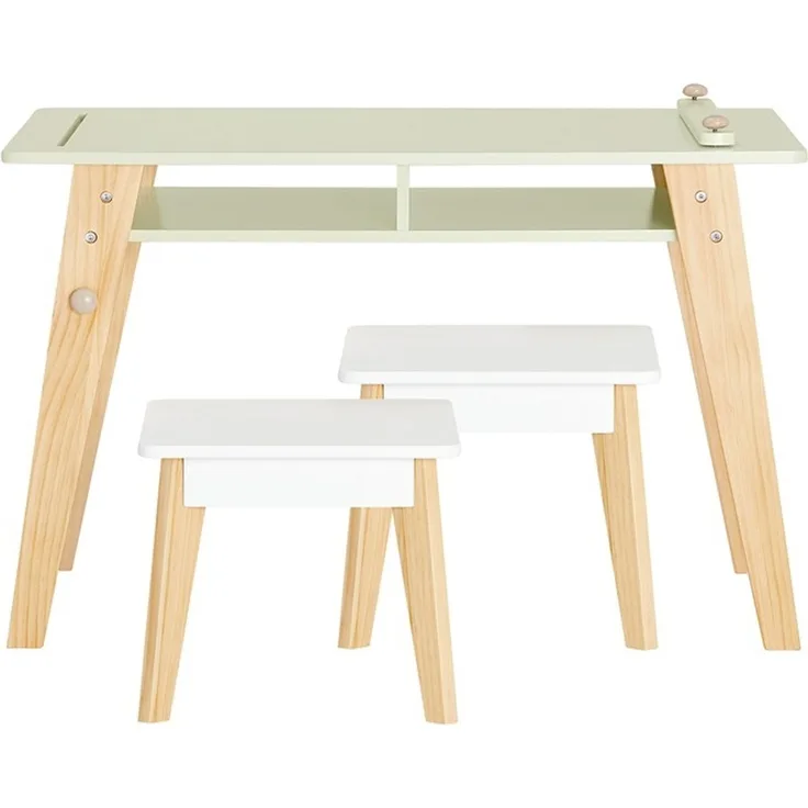 SoBuy KMB92-GR Kindertisch mit 2 Hockern, MDF, Lackiert, Grün, 80 x 50 x 48 cm