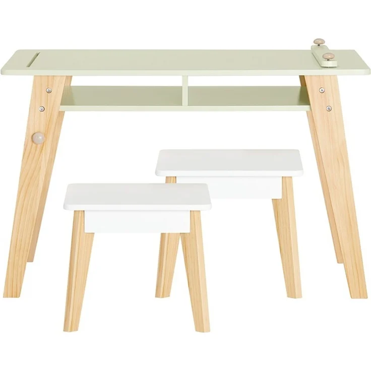 SoBuy KMB92-GR Kindertisch mit 2 Hockern, MDF, Lackiert, Grün, 80 x 50 x 48 cm – Bild 1