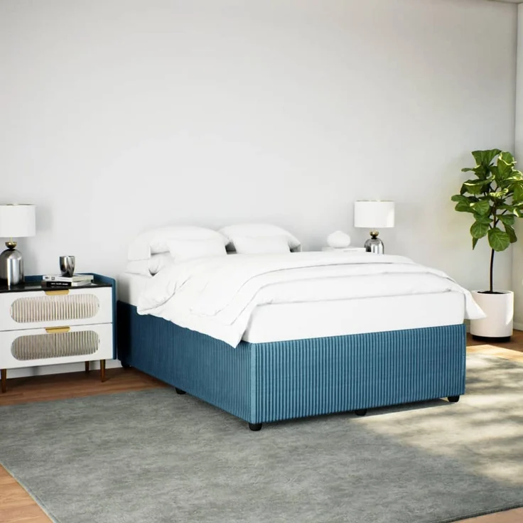 vidaXL Bettgestell Blau 140x190 cm Samt 3285010 – Bild 1