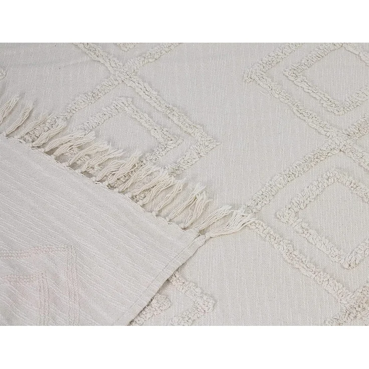 Plaid "Can Marca" aus 100% Baumwolle, creme, 130x170 cm, Kuscheldecke, Sofadecke – Bild 5
