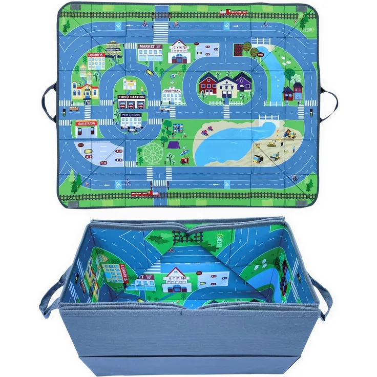 HECKBO Aufbewahrungsbox Heckbo Auto 4 in 1 Organizer Straßendesign