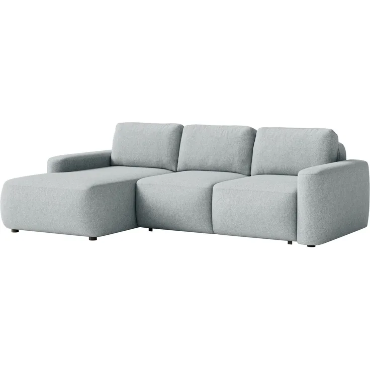 Selsey 'Carnos Mini' Ecksofa mit Schlaffunktion, Ottomane links, Chenille pflegeleicht, Grau