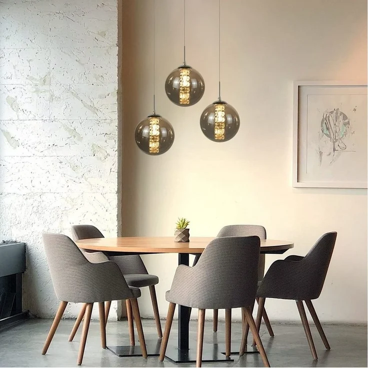 Nettlife Pendelleuchte G9 Deckenlampe 3-flammig Bernstein/Grau Glas Industriestil, Höheverstellbar, LED wechselbar, Warmweiß, für Küchen Wohnzimmer Schlafzimmer Flur – Bild 1