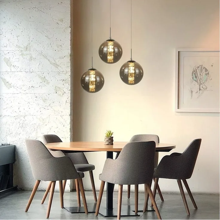 Nettlife Pendelleuchte G9 Deckenlampe 3-flammig Bernstein/Grau Glas Industriestil, Höheverstellbar, LED wechselbar, Warmweiß, für Küchen Wohnzimmer Schlafzimmer Flur