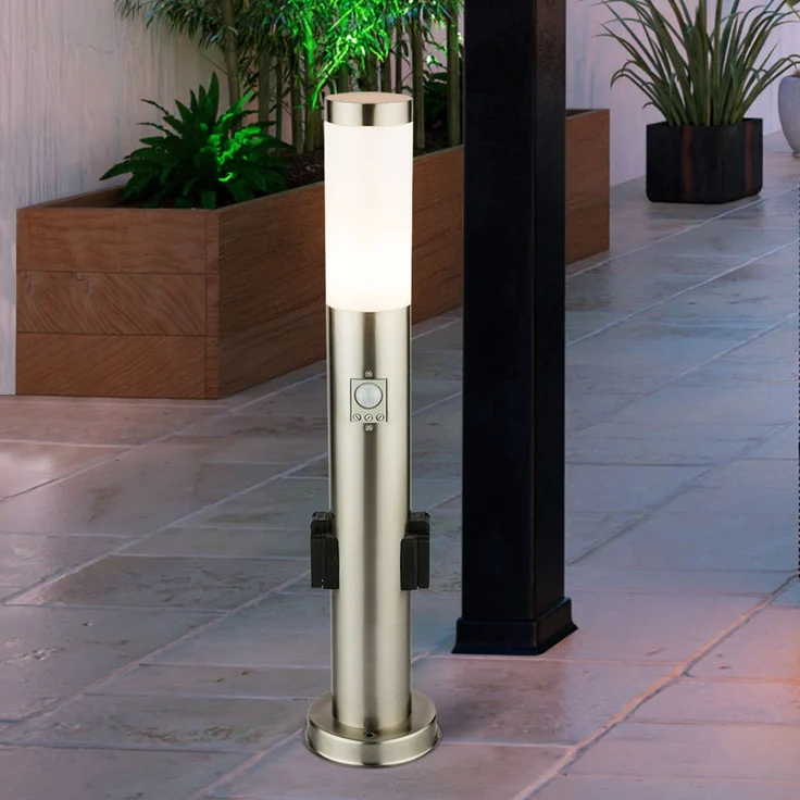 LED Stehleuchte, Bewegungsmelder, 2 Steckdosen, H 60 cm – Bild 2