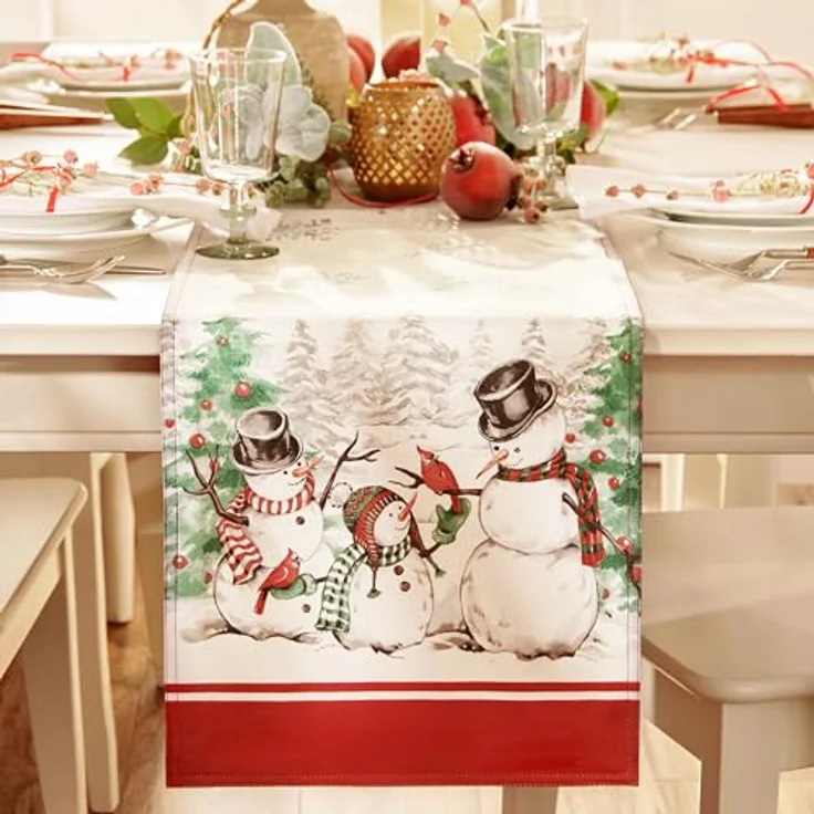 Elrene Home Fashions Snowman Winterland Holiday Snowflake Tischläufer, Bunt, 13"x70" (Table Runner) – Bild 9