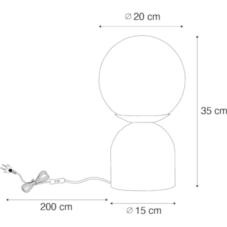 QAZQA Hotel-Chic-Tischlampe Pallon Trend, beige mit Opalglas, dimmbar, E27, kugelförmig, Stahl, für Wohnzimmer und Schlafzimmer – Bild 4