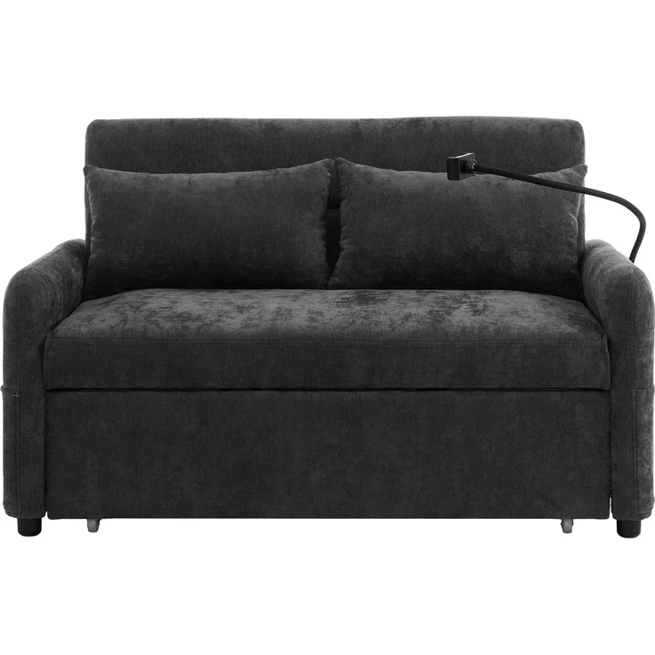 ZUBALIYA Schlafsofa 163x81 cm, mit USB - Anschluss, mit Ausziehbett, mit Chenille - Bezug, mit Samtbezug, mit Schaumstoffpolsterung, Weiß – Bild 15