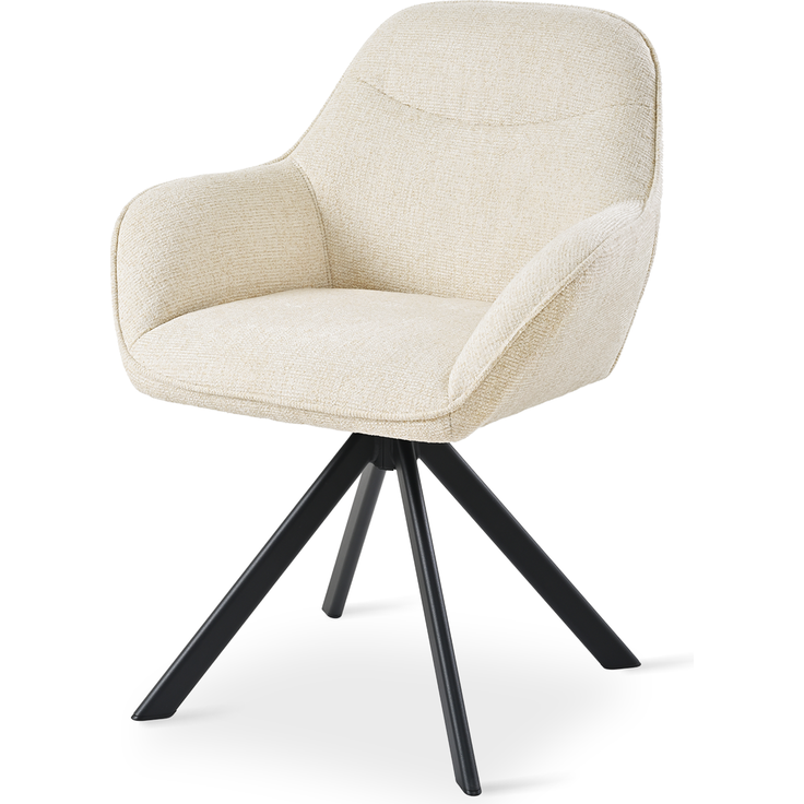 GOEURVANT 1370 Esszimmerstühle 6er-Set mit Armlehnen, 360° Drehbar, Chenille - Creme – Bild 3