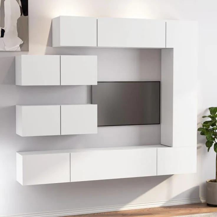vidaXL 7-tlg. TV-Schrank-Set Weiß Holzwerkstoff 3114558