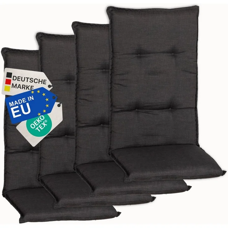 NYVI Hochlehnerauflage Hochlehner Auflagen 4er Set Barcelona - Gartenstuhlauflagen 118x50cm, (4 St), Stuhlauflage, Sitzauflage mit Halteband, UV-fest – Bild 1