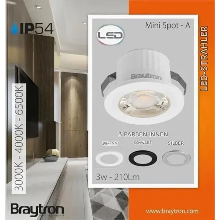 LED Minispot 3W klein Einbauleuchte Einbauspot Einbaustrahler 3 Blenden IP54 230V 6500K – Bild 5