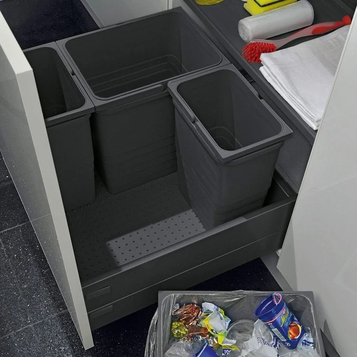 SO-TECH® Mülleimer eins2vier Abfallsammler Höhe: 310 mm, Volumen 17 Liter 230 x 306 mm dunkelgrau 5060 – Bild 4