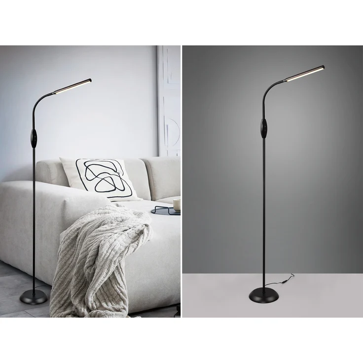 LED Stehleuchte, schwarz, Touchschalter, flexibel, H 145 cm – Bild 1