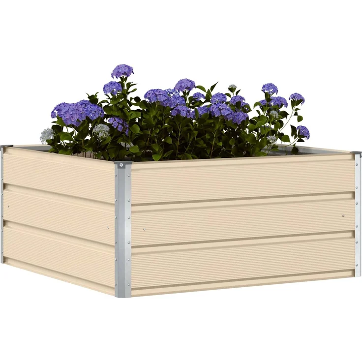 vidaXL Pflanzkübel Elfenbein 100 x 100 x 45 cm Stahl 42018078 – Bild 2