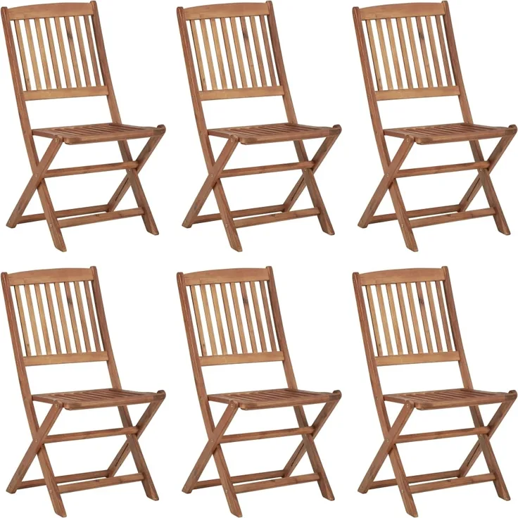 vidaXL Klappbare Gartenstühle 6 Stk. mit Kissen Massivholz Akazie 3075001