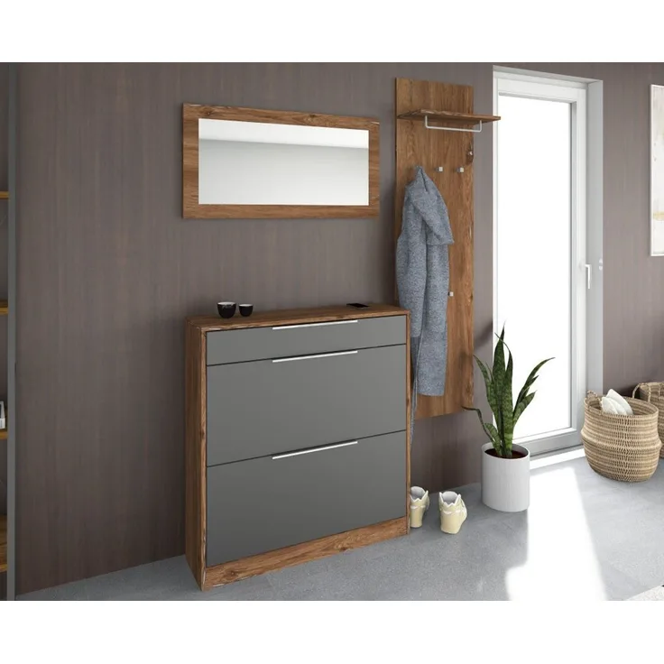 borchardt Möbel Garderoben-Set Oliva, Schuhschrank, Spiegel, Garderobenpaneel, (3-St)