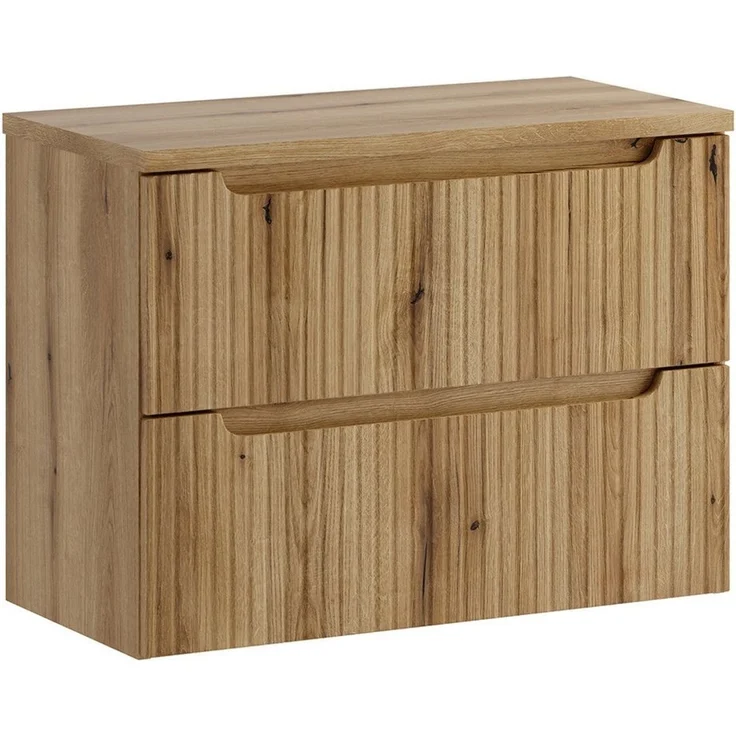 Lomadox Waschbeckenschrank NEWPORT-56-EVOKE 80 cm breit in Eiche, gerillte Front, 2 Schubladen – Bild 1