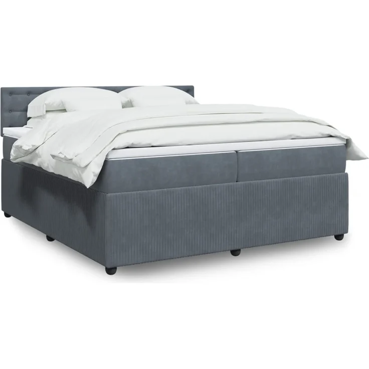 vidaXL Boxspringbett mit Matratze Dunkelgrau 200x200 cm Samt 3287843 – Bild 1