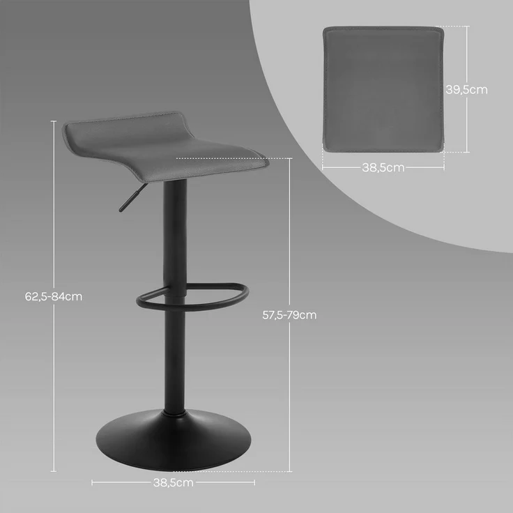 Woltu Barhocker (1 St), Design Hocker stufenlose Höhenverstellung Kunstleder – Bild 2