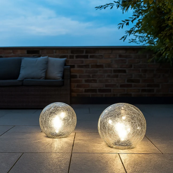 3er Set LED Gartenleuchte, Solarkugel, Crackle Glas, D 15cm – Bild 10