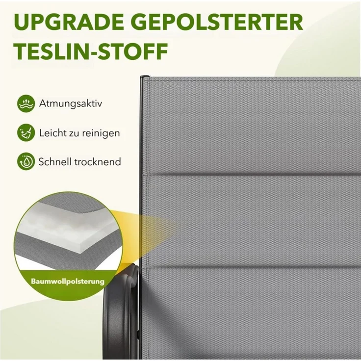 TLGREEN Gartenstuhl hochlehner 2er Set,360° drehbar, Drehstühle Wetterfeste, (Gesteppte Rückenlehne & Sitzfläche, bis 150 kg belastbar, 2 St), Für Terrasse Garten Balkon – Bild 4