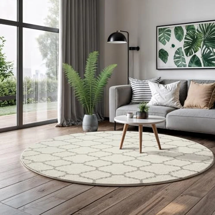 Sanat Teppich Boho 8202, rund, Höhe: 10 mm, Kurzflor, robust, Boho, Scandic, für Fussbodenheizung geeignet – Bild 3