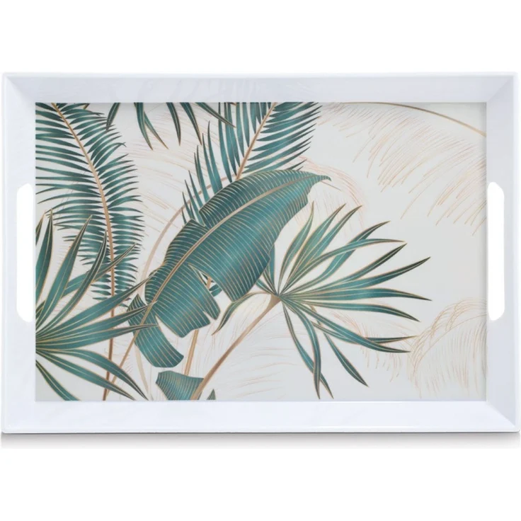 ZELLER 26473 Melamintablett PALM LEAVES mit Tragegriffen, ca. 50 x 35 x 5 cm – Bild 2