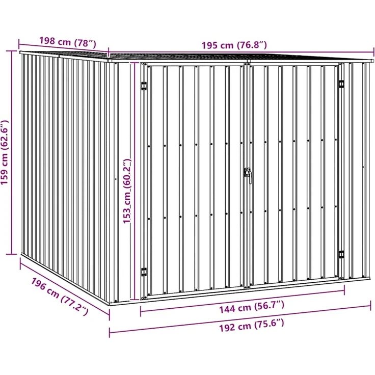 vidaXL Gerätehaus Anthrazit 195x198x159 cm Verzinkter Stahl 46255 – Bild 10