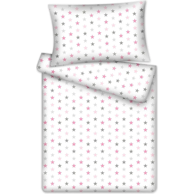 KiGATEX Kinderbettwäsche Stars 100% Baumwolle 40x60/100x135 cm, Reißverschluss – Bild 1