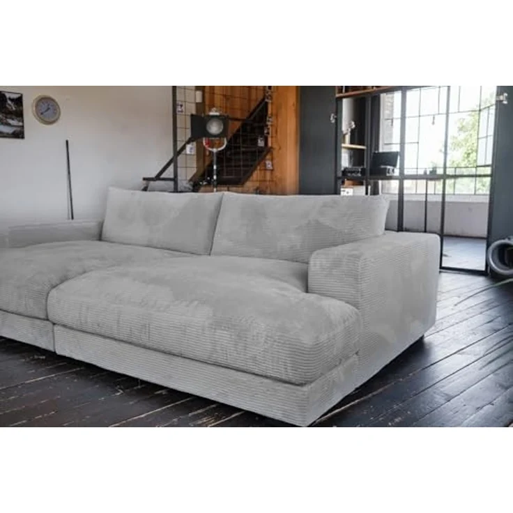 KAWOLA Big-Sofa MADELINE, Couch mit Hocker und 4 Zierkissen Cord verschiedene Farben 290x170 cm – Bild 7