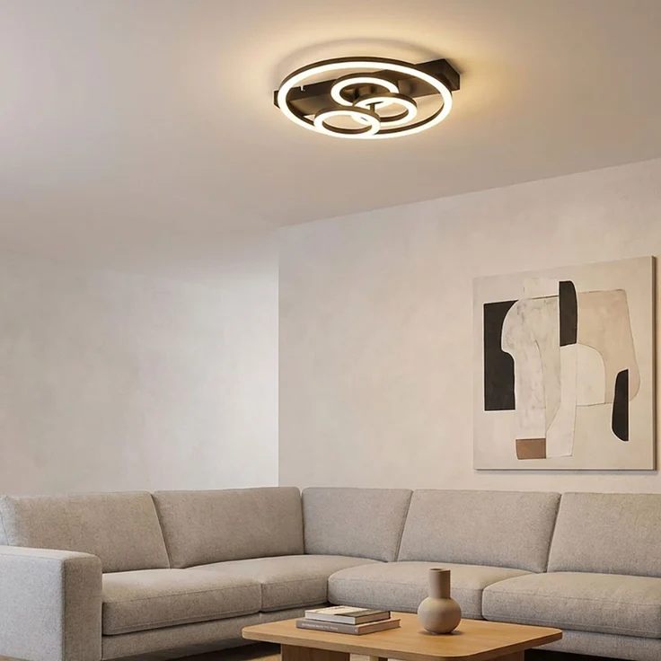 LED Deckenleuchte, Metall, Schwarz, Dimmbar, Memory, Fernbedienung – Bild 3