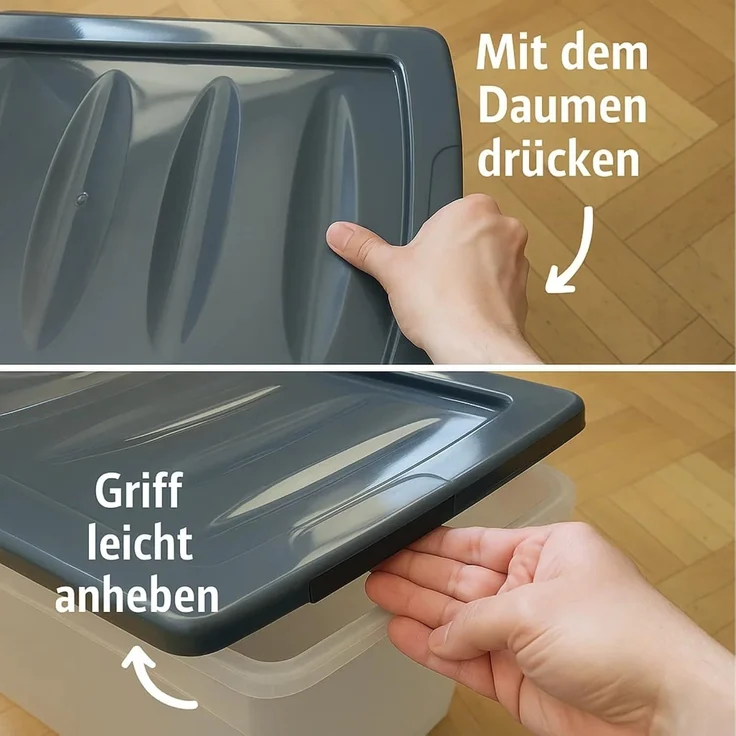 BigDean 3x80 L Aufbewahrungsbox mit Deckel und Rollen groß Budget Line Plastikbox mit Deckel XXL – Bild 7