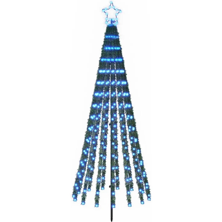 vidaXL LED-Weihnachtsbaum EKENAS 180 cm 255 LEDs Blau Stahl Schwarz 42050826 – Bild 2
