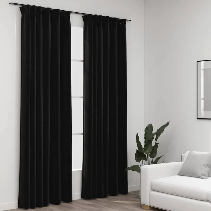 Verdunkelungsvorhänge | für Wohnzimmer & Schlafzimmer mit Haken Leinenoptik 2 Stk. 140x225 cm – Bild 2