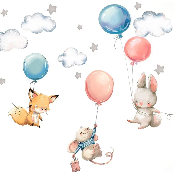 Little Deco 'Hase Fuchs und Maus' Wandtattoo L - 148x82 cm (BxH)