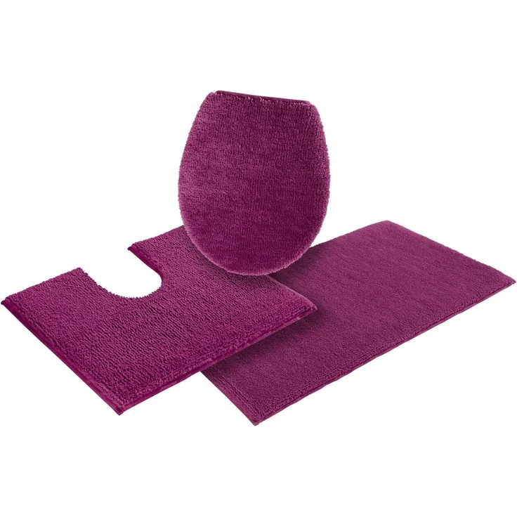 my home Badematte Vanessa, Höhe 10 mm, rutschhemmend beschichtet, fußbodenheizungsgeeignet, schnell trocknend, strapazierfähig, Polyester, rechteckig, 3-tlg. Stand-WC Set, Badteppich, weiche Haptik, unifarben