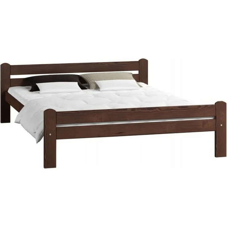 Home Collective Bettgestell Einzelbett Holzbett aus Massivholz Kiefer mit Lattenrost (mit abgerundeten Kanten & verstärkter Mittelstrebe), 205x172x58.5 cm, Walnuss – Bild 2