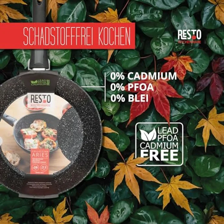 RESTO Kitchenware Bratpfanne Aries, tiefe Wokpfanne mit vierschichtiger Marmor-Antihaftbeschichtung, Aluminium (1-tlg), mit einem abnehmbaren Griff - backofenfest, spülmaschinenfest – Bild 7