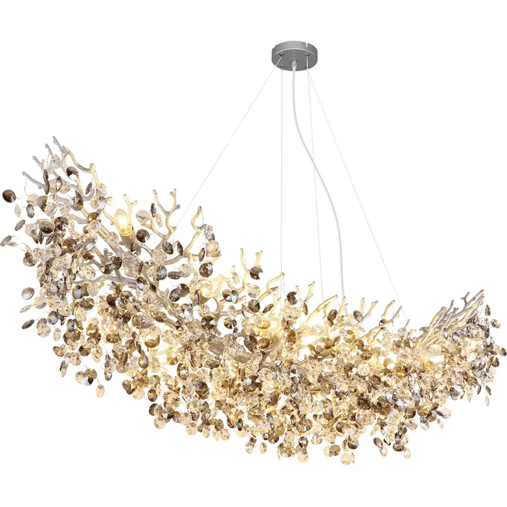 XXL LED Kronleuchter Silber 16-flammig mit Glas Kristall 2-farbig, Breite 150cm – Bild 2
