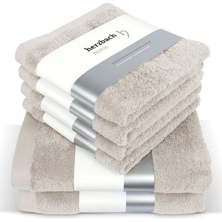 herzbach home Handtuch Set Pura, (6-St), 6er Set, 550g/m², Premium-Qualität, 100% Baumwolle, einfarbig – Bild 5