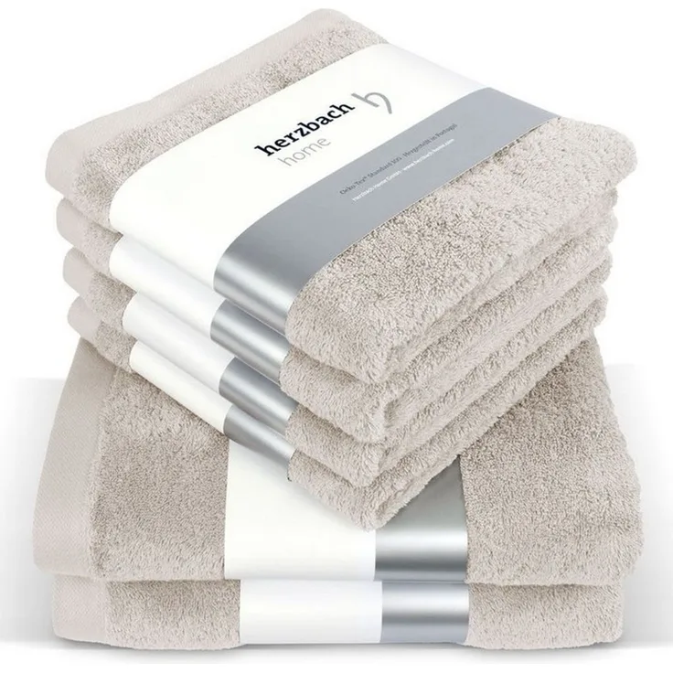 herzbach home Handtuch Set Pura, (6-St), 6er Set, 550g/m², Premium-Qualität, 100% Baumwolle, einfarbig