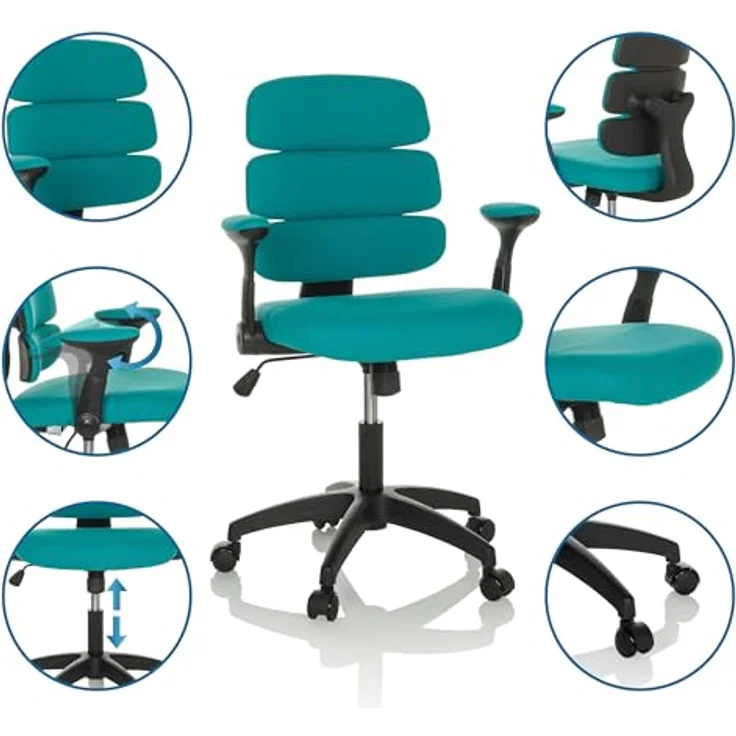hjh OFFICE Kinderdrehstuhl Kid ERGOLINO B Drehstuhl mit ergonomischer Rückenlehne, Blau, 736433 – Bild 6