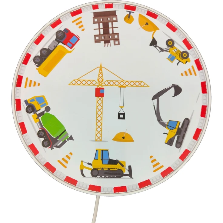 LED Wandleuchte für Kinderzimmer mit Motiv Baustelle, Schalter & Stecker, Ø 25cm – Bild 2