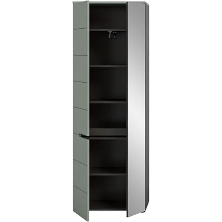 Garderobenschrank >Canu< in Basalt Grau / Smoke Green - 190x65x37cm (BxHxT) – Bild 5