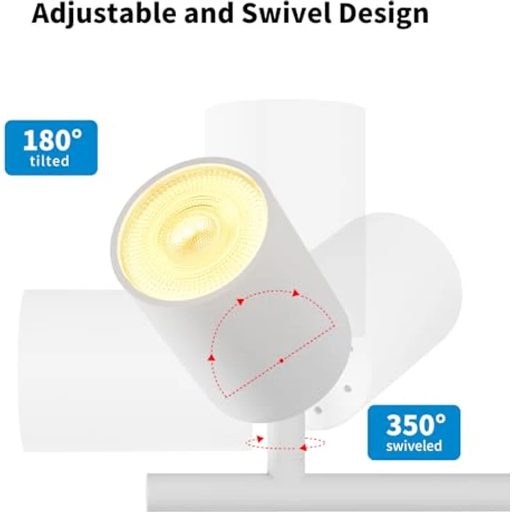 LVWIT Deckenstrahler LED Weiß 4 Flammig Deckenleuchte Schwenkbar GU10 Deckenlampe Spot 4 Flammig Modern Strahler Deckenspot für Küche, Wohnzimmer, Schlafzimmer(Ohne Glühbirnen) – Bild 3