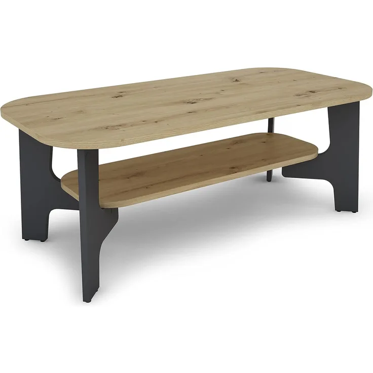 byLIVING Couchtisch JONNY / Melamin Artisan Eiche, Melamin Anthrazit / B 110, H 42,5, T 55 cm / mit Ablageboden