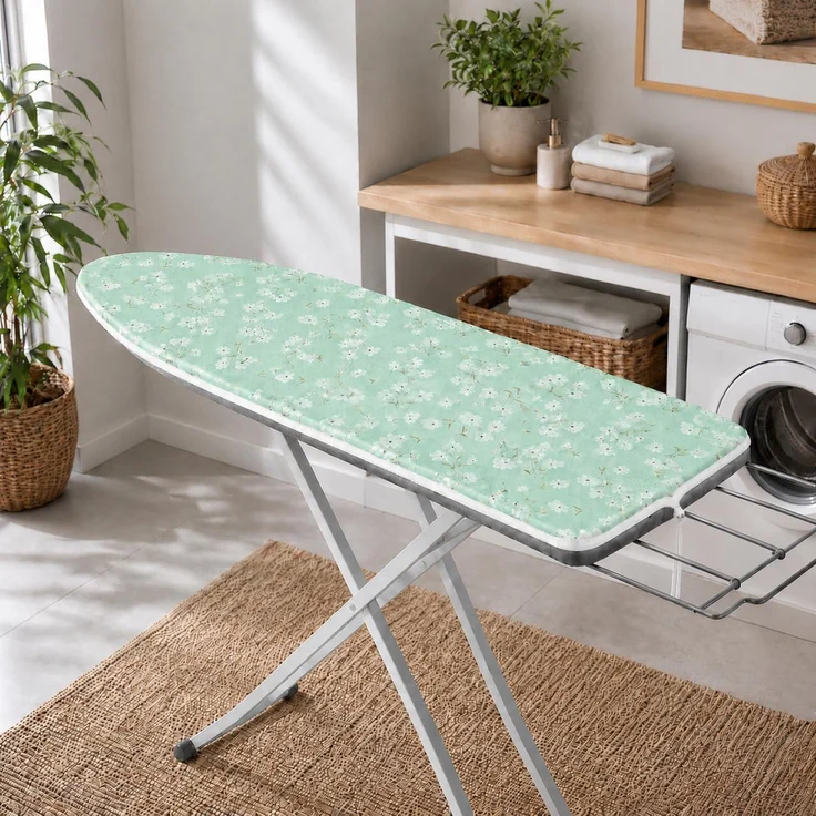 Bügelbrettbezug aus 100% Baumwolle - 125 x 44 cm mit Kordelzug, Blumenmotiv – Bild 3